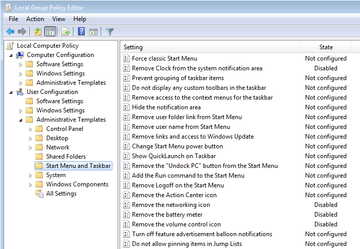 íconos que se evaporan de la barra de tareas de Windows 7