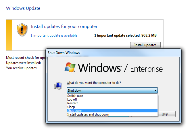 How To Shutdown Without Installing Windows 7 Updates Conetrix